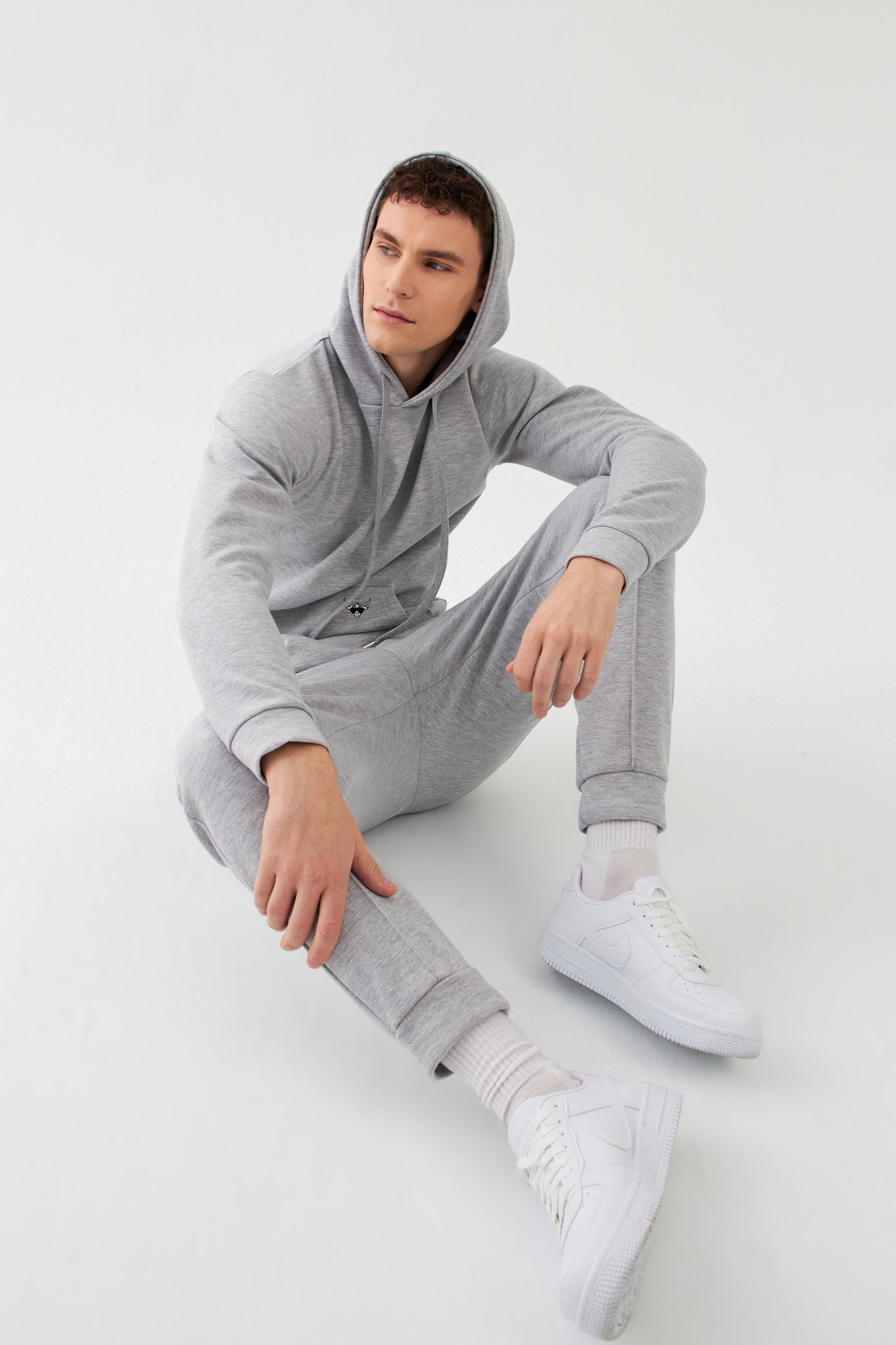 The Bull Head Herren Hoodie in Regular Fit Grau