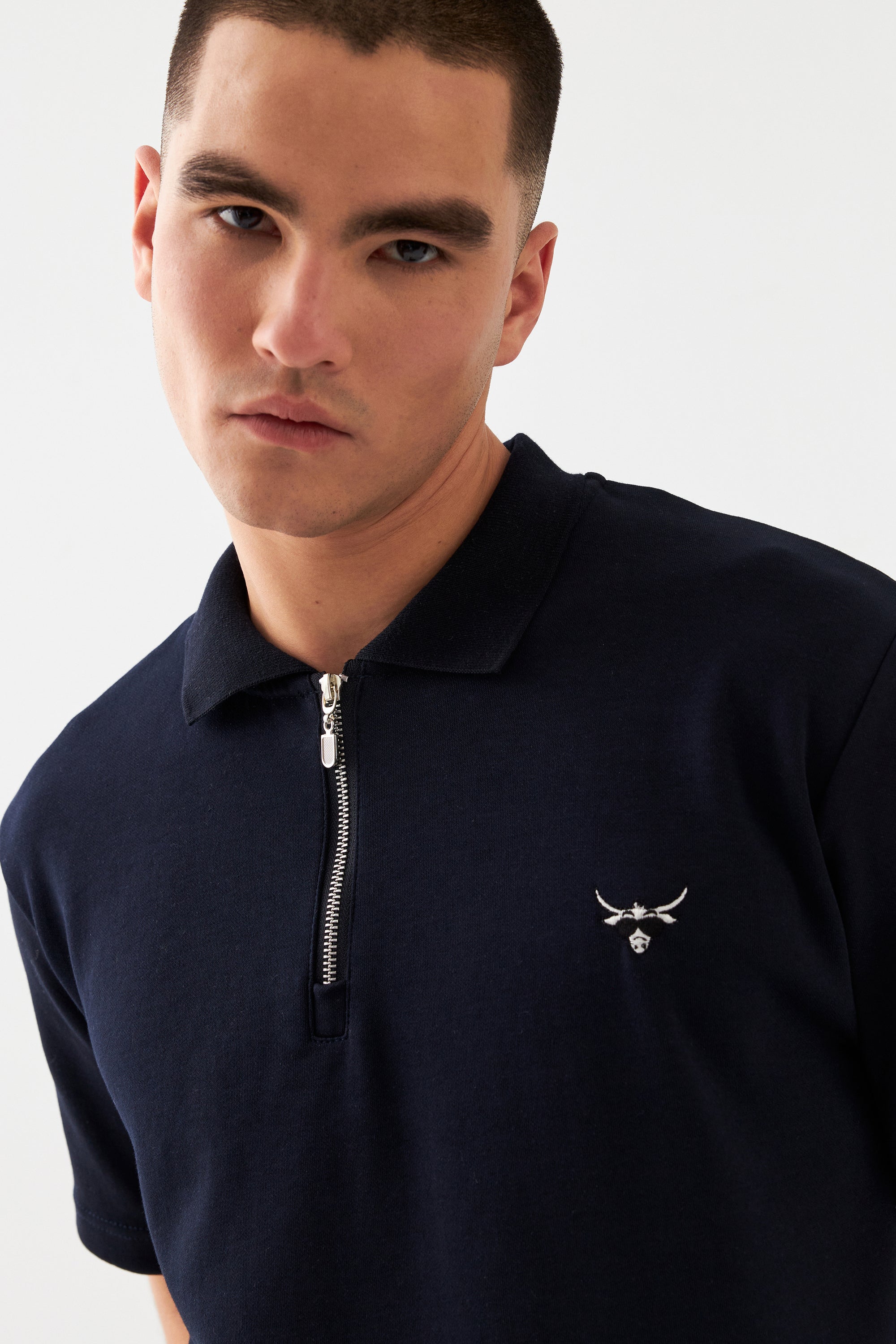 The Marka Regular Fit Zip Herren Polo Gömlek Lacivert