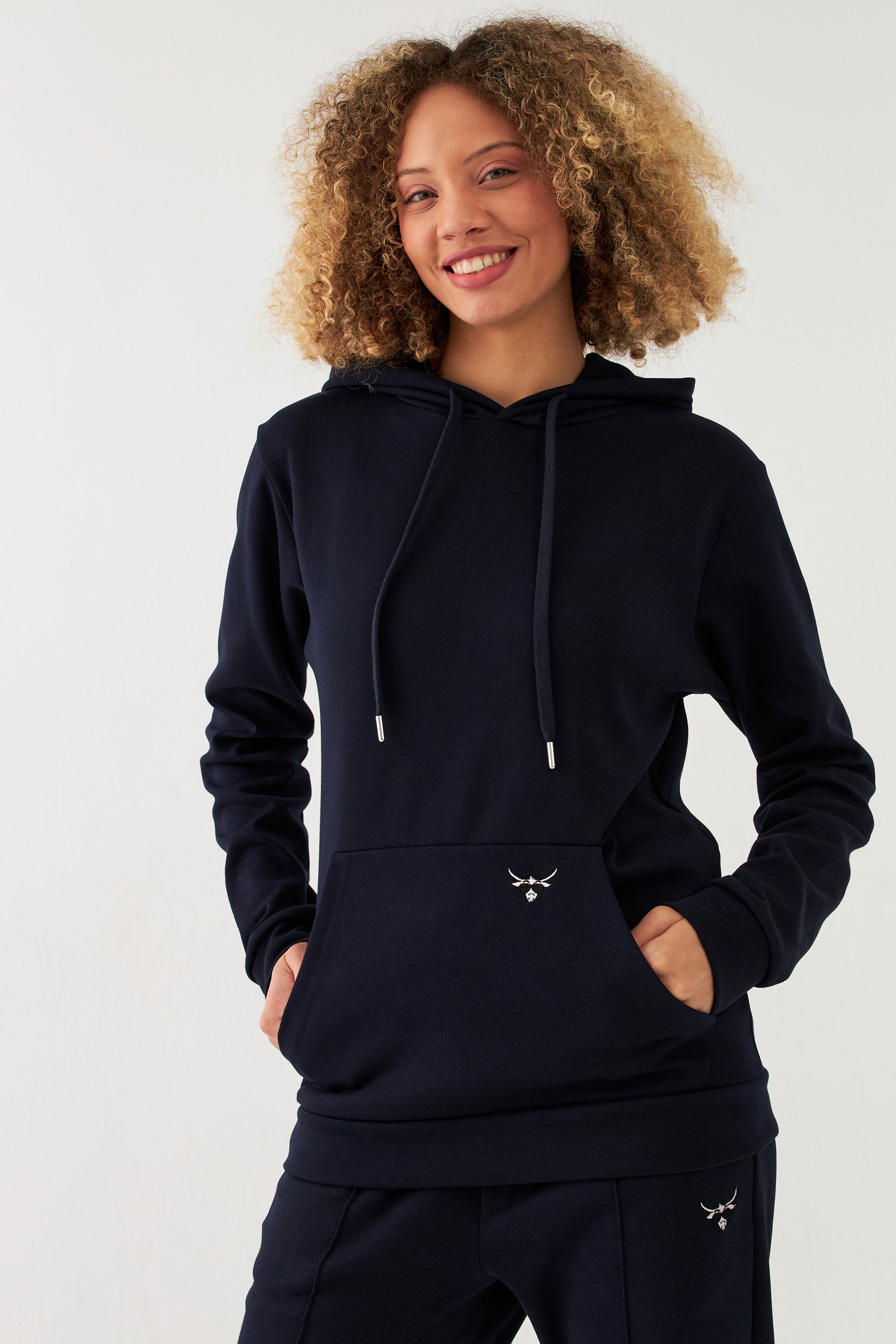 The Bull Head Damen Hoodie in Regular Fit Navy