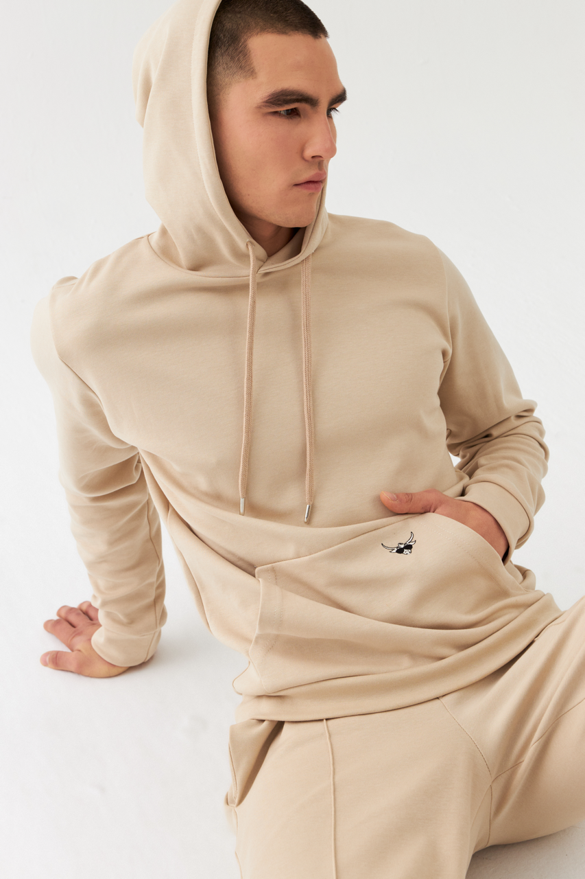 The Bull Head Herren Hoodie in Regular Fit Beige