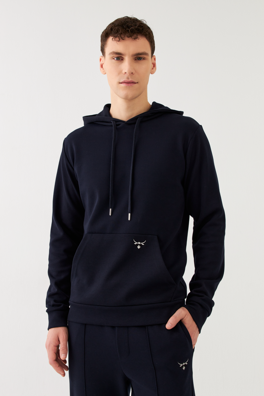 The Bull Head Herren Hoodie in Regular Fit Navy