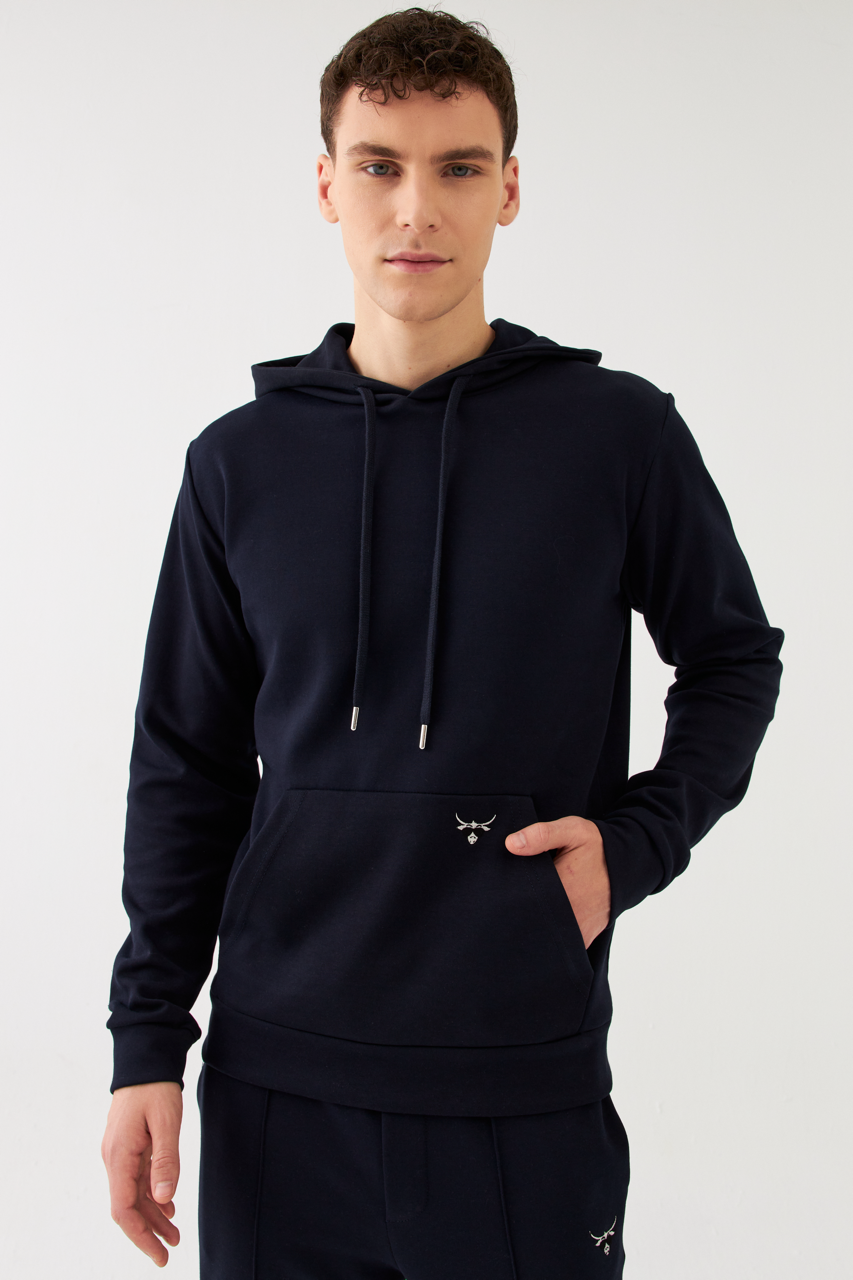 The Bull Head Herren Hoodie in Regular Fit Navy