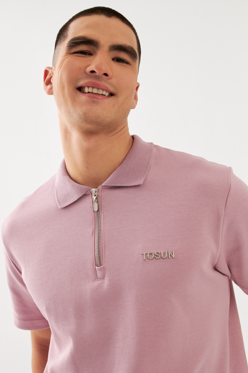 The Brand Regular Fit Zip Herren Polo Shirt Lilac